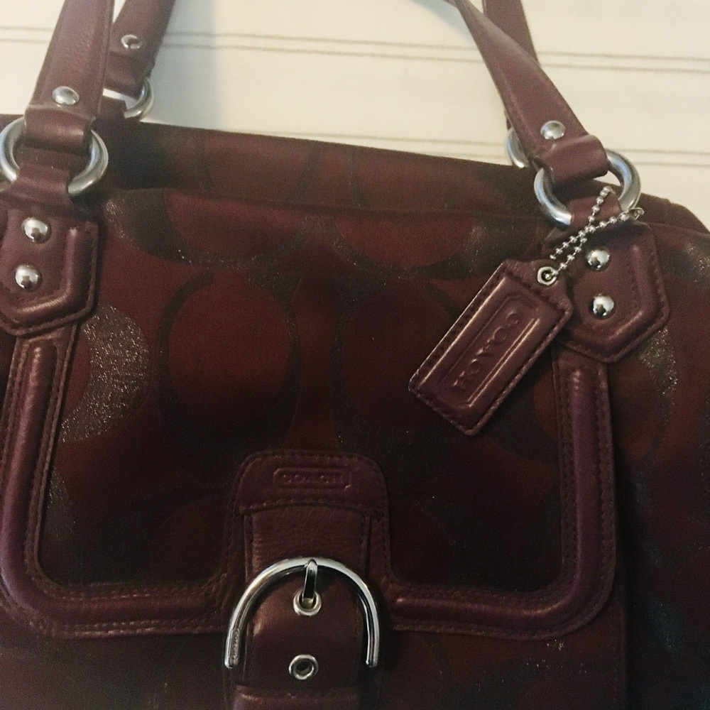 Coach Campbell Signature Metallic Belle Carryall Bag - Bordeaux - Picture 4 of 15